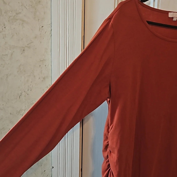 Caramel Long Sleeve Maternity Tee Side Ruching XXL - Picture 2 of 8